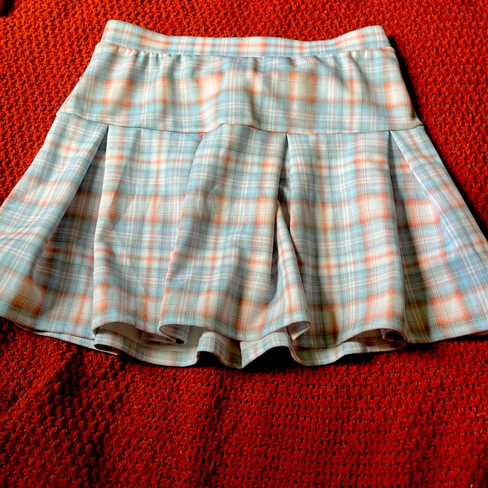 Pink and blue pastel pleated skirt